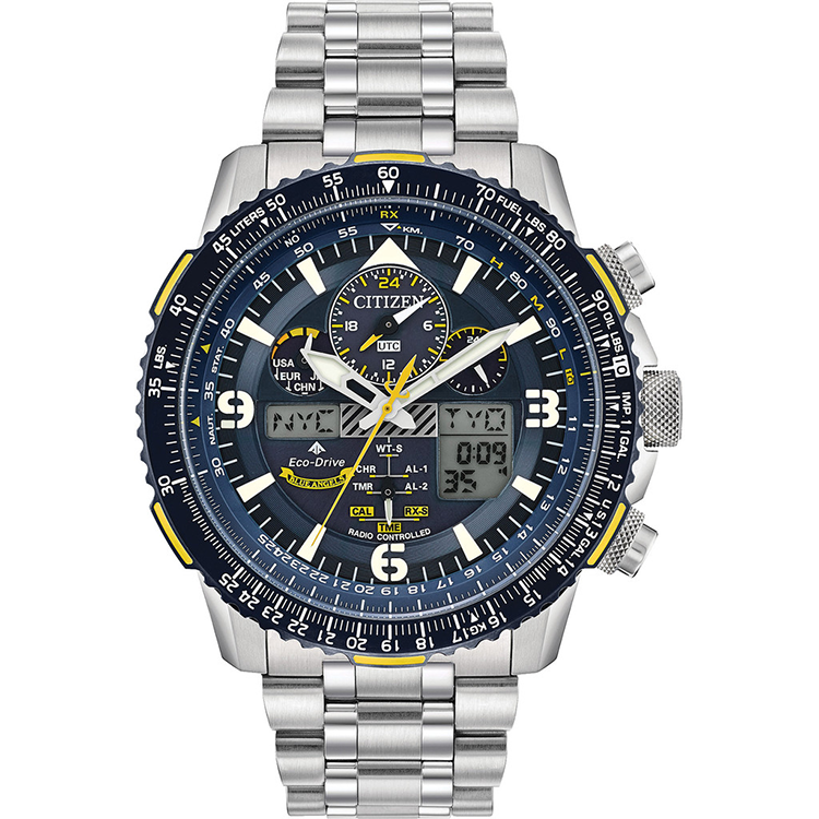 Citizen Men's Promaster Blue Angels Skyhawk A-T Eco-Drive Watch, SS with Blue Angels Insignia